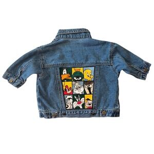 VTG Acme Kids Baby 12 Mo Denim Jean Jacket Warner Bros Looney Tunes Embroidered